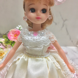 リカちゃん用着せ替えドレス　可愛い桜と薔薇のドレス　パニエ付き 9枚目の画像