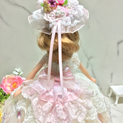 リカちゃん用着せ替えドレス　可愛い桜と薔薇のドレス　パニエ付き 14枚目の画像