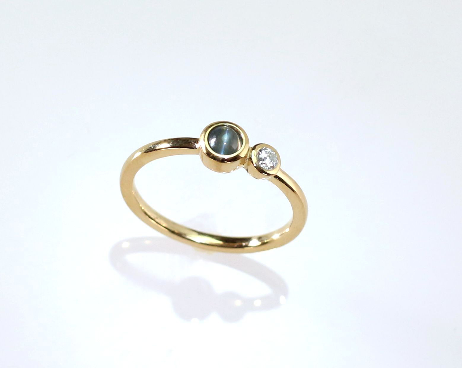 K18YG アレキサンドライトキャッツアイリング 0.24ct 指輪
