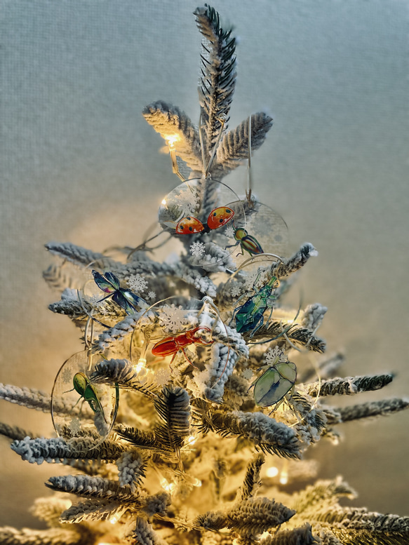 【クリスマス】昆虫オーナメント7個セット　カブトムシ　クワガタ　てんとう虫　キラキラ昆虫　プレゼント 7枚目の画像