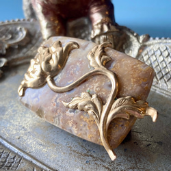 ✤菊目石（フォシルコーラル）と芥子の帯留め✤ アール・ヌーヴォー 3枚目の画像