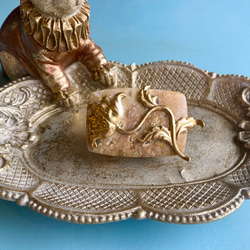 ✤菊目石（フォシルコーラル）と芥子の帯留め✤ アール・ヌーヴォー 2枚目の画像