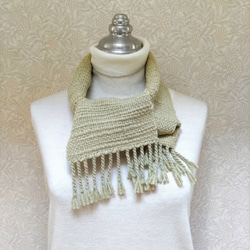 草木染毛糸の手織りマフラー　Ｍ-148 1枚目の画像
