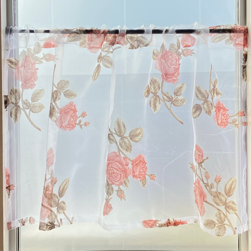 カフェカーテン【nao様オーダー品　花柄刺繍トルコレース】ハンドメイド カフェカーテン【nao様オーダー品 花柄刺繍トルコレース