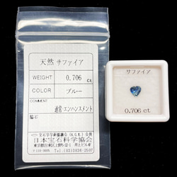 ソ付 ブルー サファイア 0.706ct ルース ハートシェイプ バイカラー系 7枚目の画像