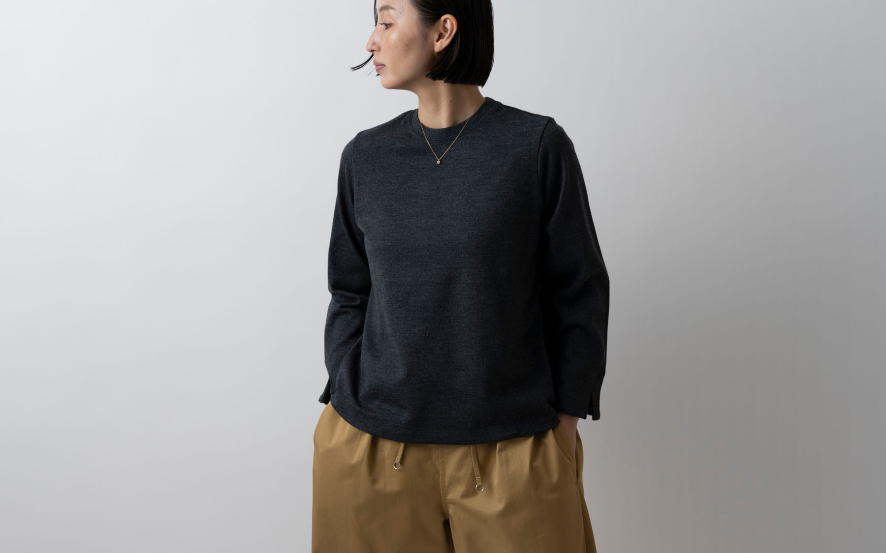 ウォッシャブルウールクルーネック lightgrey｜ladies 2size｜HANDROOM WOMEN'S