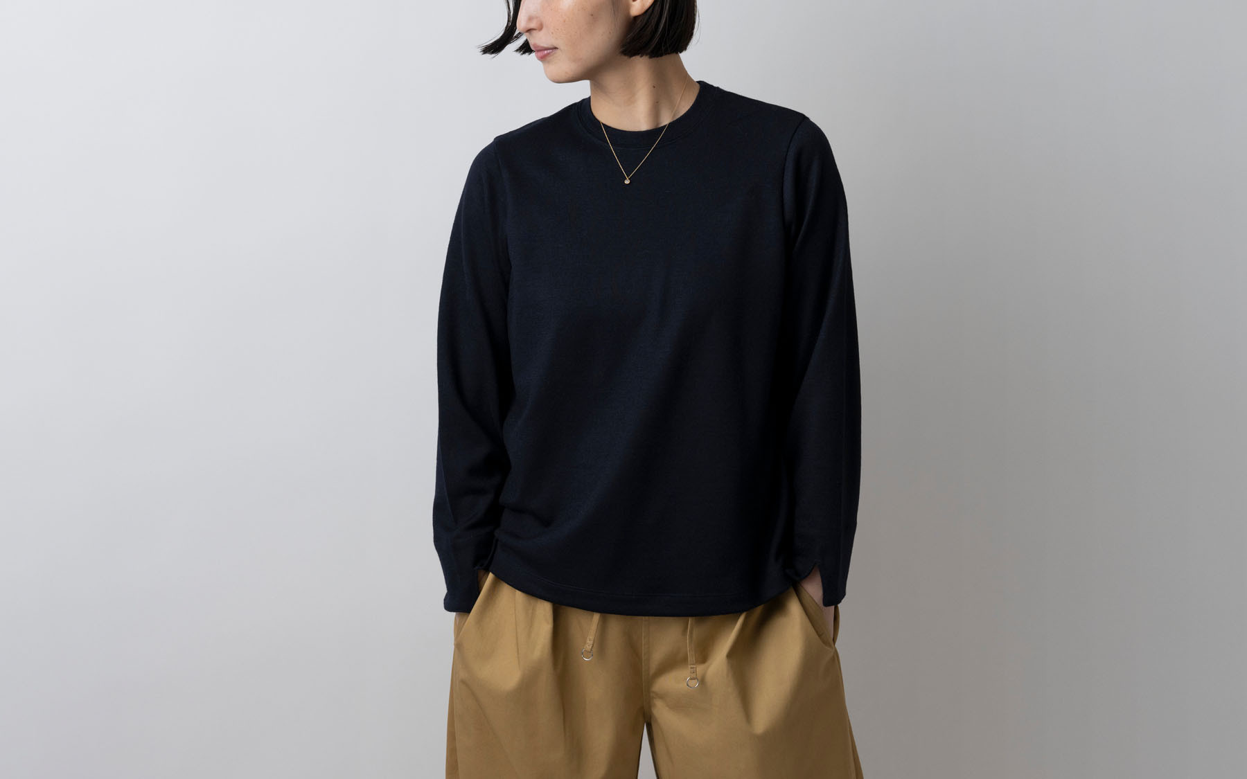 ウォッシャブルウールクルーネック lightgrey｜ladies 2size｜HANDROOM WOMEN'S