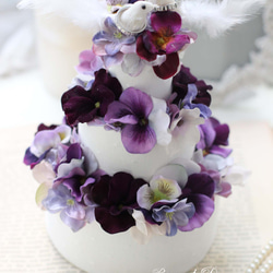 【リングピロー3】小鳥のリングピロー　ケーキの形のリングピロー　アーティフィシャルフラワー　造花 1枚目の画像