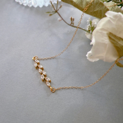 14kgf】マーキスカット キュービックジルコニアネックレス クリスマス