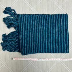 マフラー　手編み　ニット　藍色 2枚目の画像