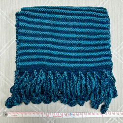 マフラー　手編み　ニット　藍色 1枚目の画像