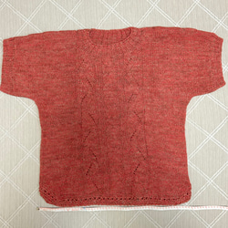手編み　ニット　薄紅色　ベスト　半袖 2枚目の画像