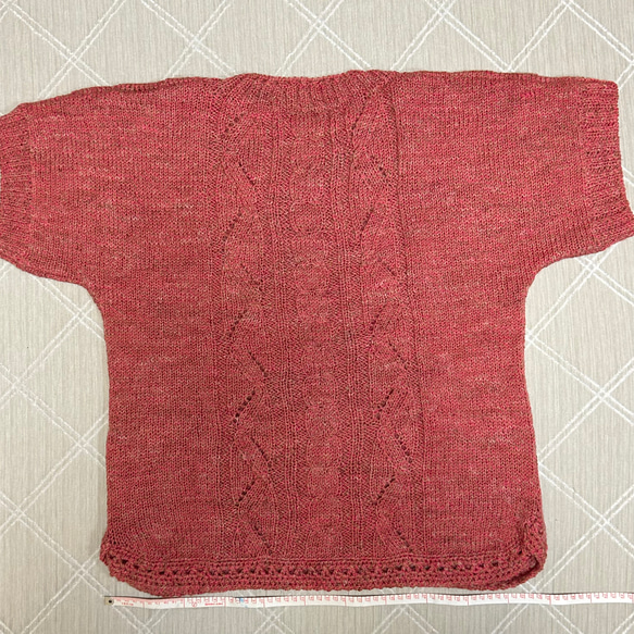 手編み　ニット　薄紅色　ベスト　半袖 6枚目の画像