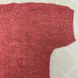 手編み　ニット　薄紅色　ベスト　半袖 4枚目の画像