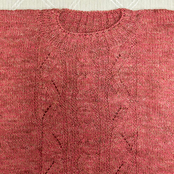 手編み　ニット　薄紅色　ベスト　半袖 3枚目の画像