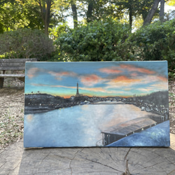 【油絵】【原画】夕暮れのセーヌ川/Seine River at dusk 1枚目の画像