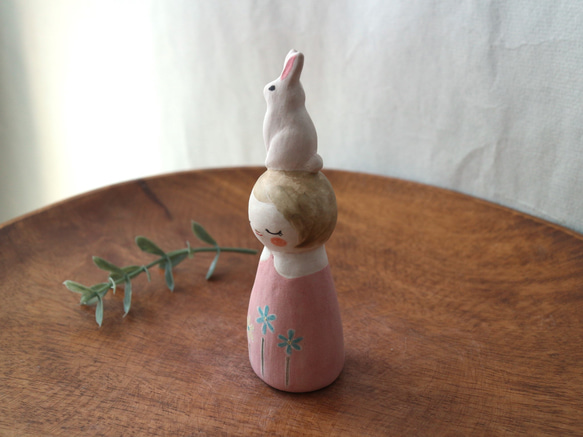 陶器で作った人形   noru doll ( ノルドール )  　白いうさぎ 3 6枚目の画像