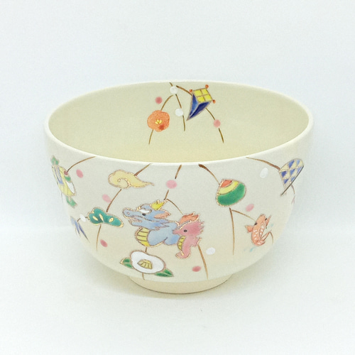 茶盌「もち花 干支・龍（青）」京焼・清水焼 京都 伝統工芸品 清水焼