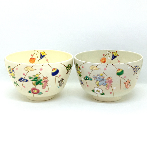 茶盌「もち花 干支・龍（緑）」京焼・清水焼 京都 伝統工芸品