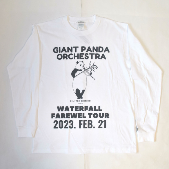 パンダ長袖Tシャツ「シャンシャンバイオリン」ホワイト Mサイズ  WATERFALLオリジナル商品 6枚目の画像