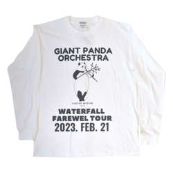 パンダ長袖Tシャツ「シャンシャンバイオリン」ホワイト Mサイズ  WATERFALLオリジナル商品 1枚目の画像