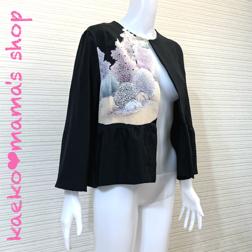 フォーマルツーピース✿黒留袖✿和モダン(着物リメイク フォーマルツーピース✿黒留袖✿和モダン(着物リメイク