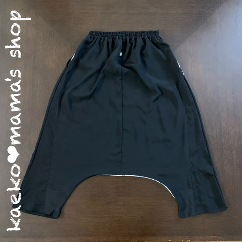 サルエルパンツ✿鳳凰✿総丈88㎝✿黒留袖✿化繊✿和モダン(着物 サルエルパンツ✿鳳凰✿総丈88㎝✿黒留袖✿化繊✿和モダン(着物