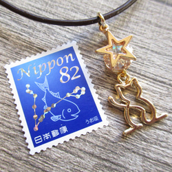 ◇1187 星守る猫　本革紐のネックレス ※約50㎝・ゴールド 4枚目の画像