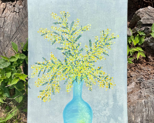 油絵 絵画 ミモザの花【四切】 油絵 絵画 ミモザ 【四切木製】 - arashi1783 - BOOTH