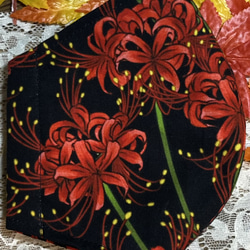 【✨再販×3✨新作‼️】赤い彼岸花(柄物④-51）マスク　サイズ・裏地選択可　綿100％ 2枚目の画像
