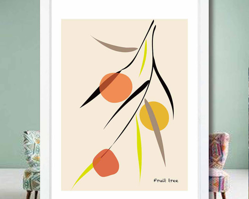 フルーツの小枝 イラスト ポスター A4 A3 A2 A1 アートポスター アート