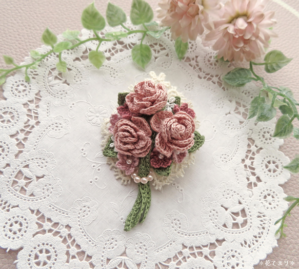 薔薇のお花モチーフ付きドイリー/ピンク系/ハンドメイドレース編み HANA♡様専用 ハンドメイド レース編み お花のドイリー - メルカリ