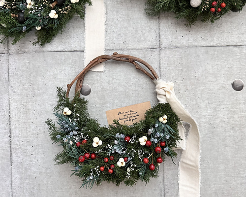 5.クリスマスハーフリース クリスマス輸入リースLサイズ クリスマスリース 玄関 クリスマス