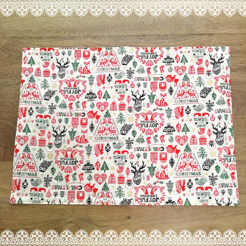 大判サイズ♪クリスマスやデイリーに♪リバーシブルランチョンマット