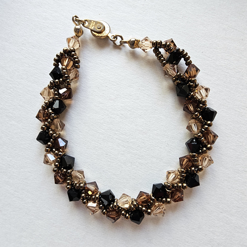 ハンドメイド☆スワロフスキービーズ ブレスレット☆アンバーミックス