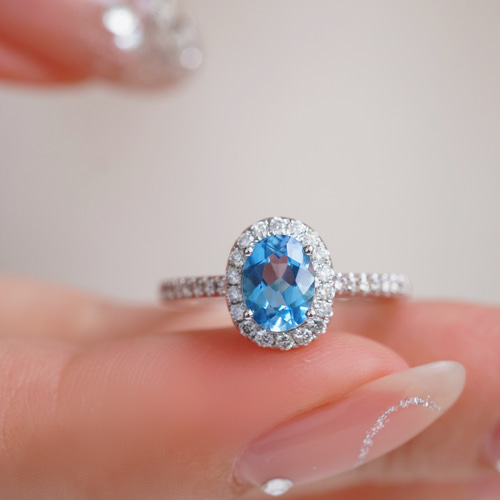 【全商品オープニング価格 特別価格】 天然ダイヤモンド付きアクアマリンリングk18 指輪・リング アクセサリー