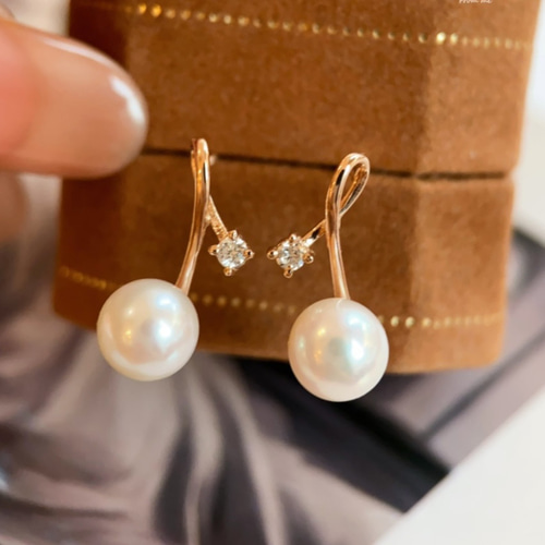 ピアス レディース パール シルバー925 金属アレルギー対応 CZ