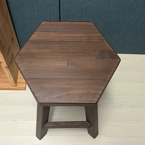 送料無料】 スツール 腰掛け 椅子 6角 32cm 46cm パイン こげ茶 ロー 