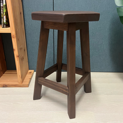 送料無料】 スツール 腰掛け 椅子 6角 32cm 46cm パイン こげ茶 ロー 