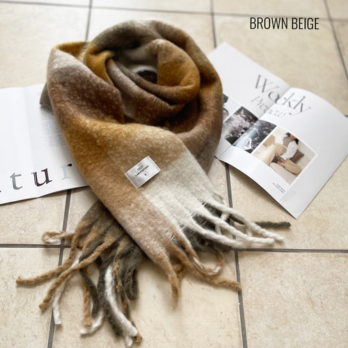 HERMES チェック柄マフラー ウール バイセル公式】エルメス ロゴ