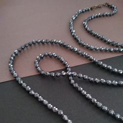 【受注制作】hematite longnecklace / 4ｍｍオールノット 105cm 3枚目の画像