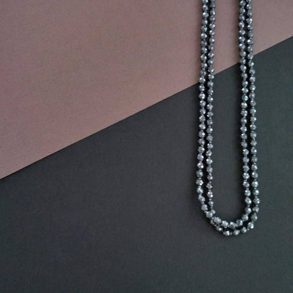 【受注制作】hematite longnecklace / 4ｍｍオールノット 105cm 1枚目の画像