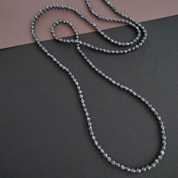 【受注制作】hematite longnecklace / 4ｍｍオールノット 105cm 2枚目の画像