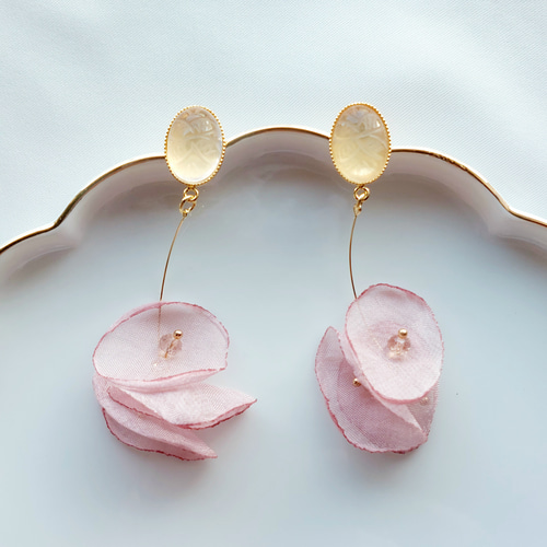 レジンバングル ゴールド くすみピンク ローズクォーツ 天然石