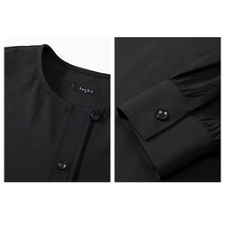 丸襟長袖シャツ　しわになりにくい長袖シャツ　通勤シャツ　ブラック　S-XL #357 12枚目の画像