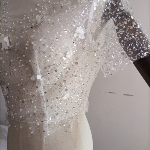 ハンドビジューボレロ クルーネック 抜群のおしゃれ見え フェミニンな  