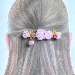花 満開 バレッタ 髪飾り ヘアアクセサリー ピンク フェミニン 普段使い 着物 清楚 クリスマスプレゼント 可愛い 7枚目の画像