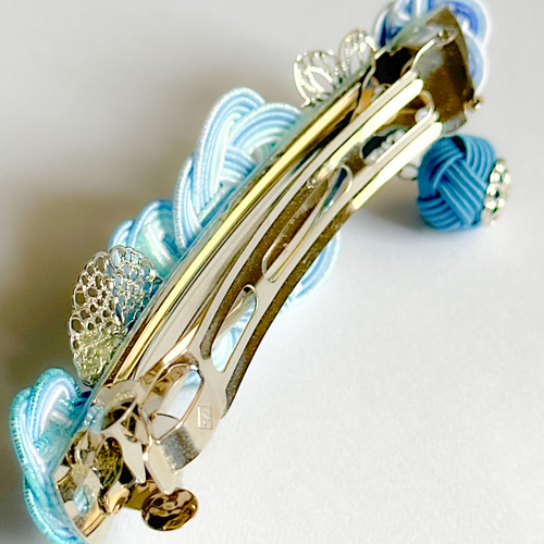 夏 花 バレッタ ヘアアクセサリー 髪飾り 水色 ニュアンス ブルー 成人