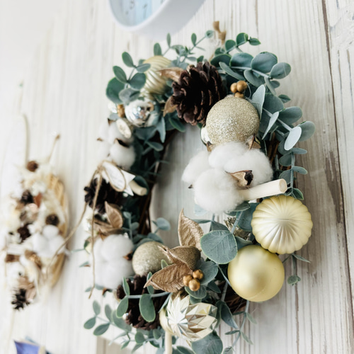 ユーカリと木の実のハーフリース グリーンリース ユーカリと木の実のハーフリース グリーンリース ユーカリ