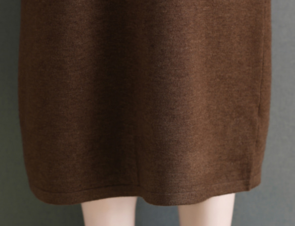 【新作】秋冬ハーフハイネックカート　Ｍ--３XL  通勤 全３色　ミドル丈のファースカート 9枚目の画像
